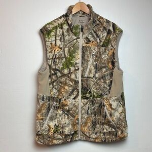 Cabela's Men’s Large Camo Fleece Hunting Vest Full Zip Zonz Woodland Outdoor